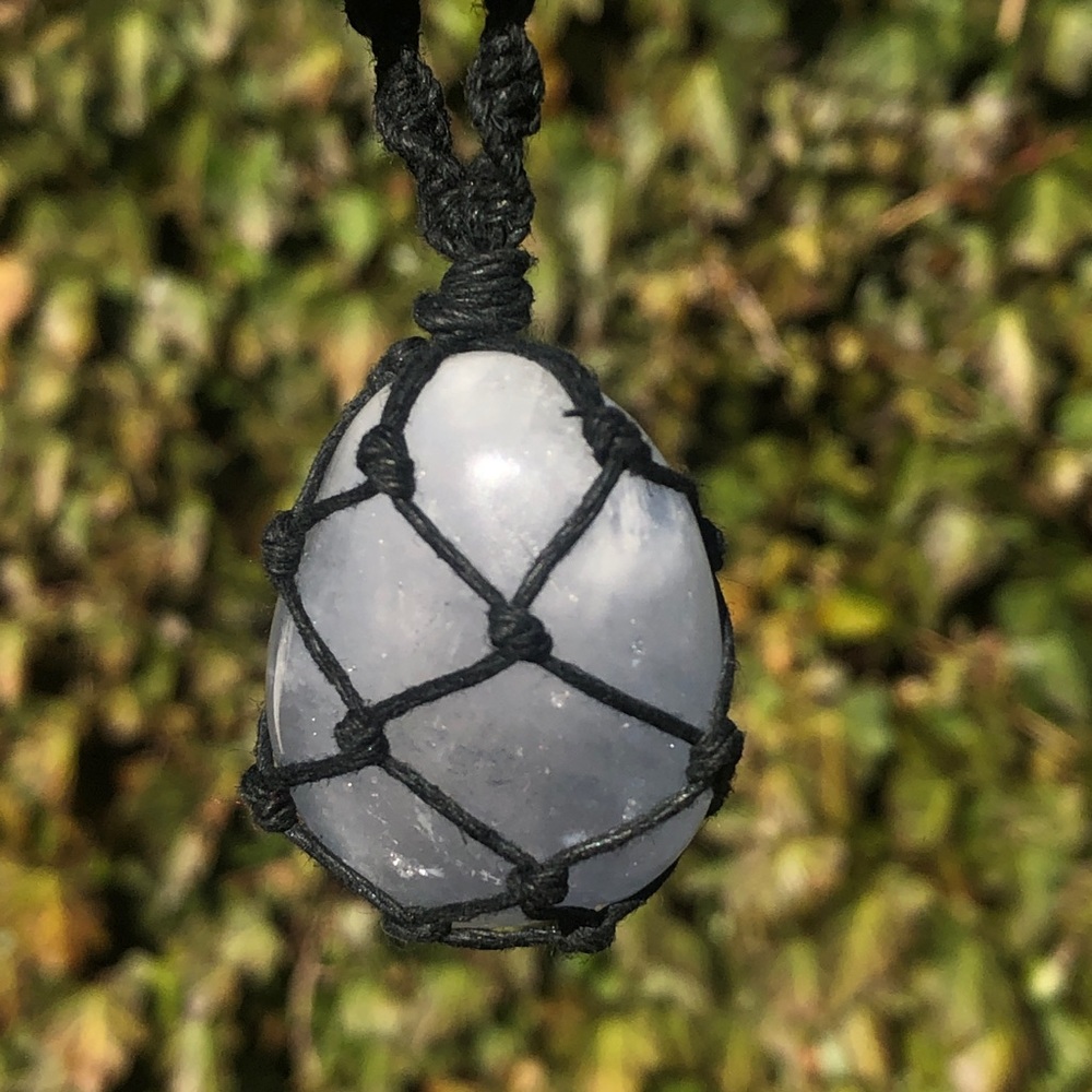 Celestite Chunky Macrame Necklace - image 6